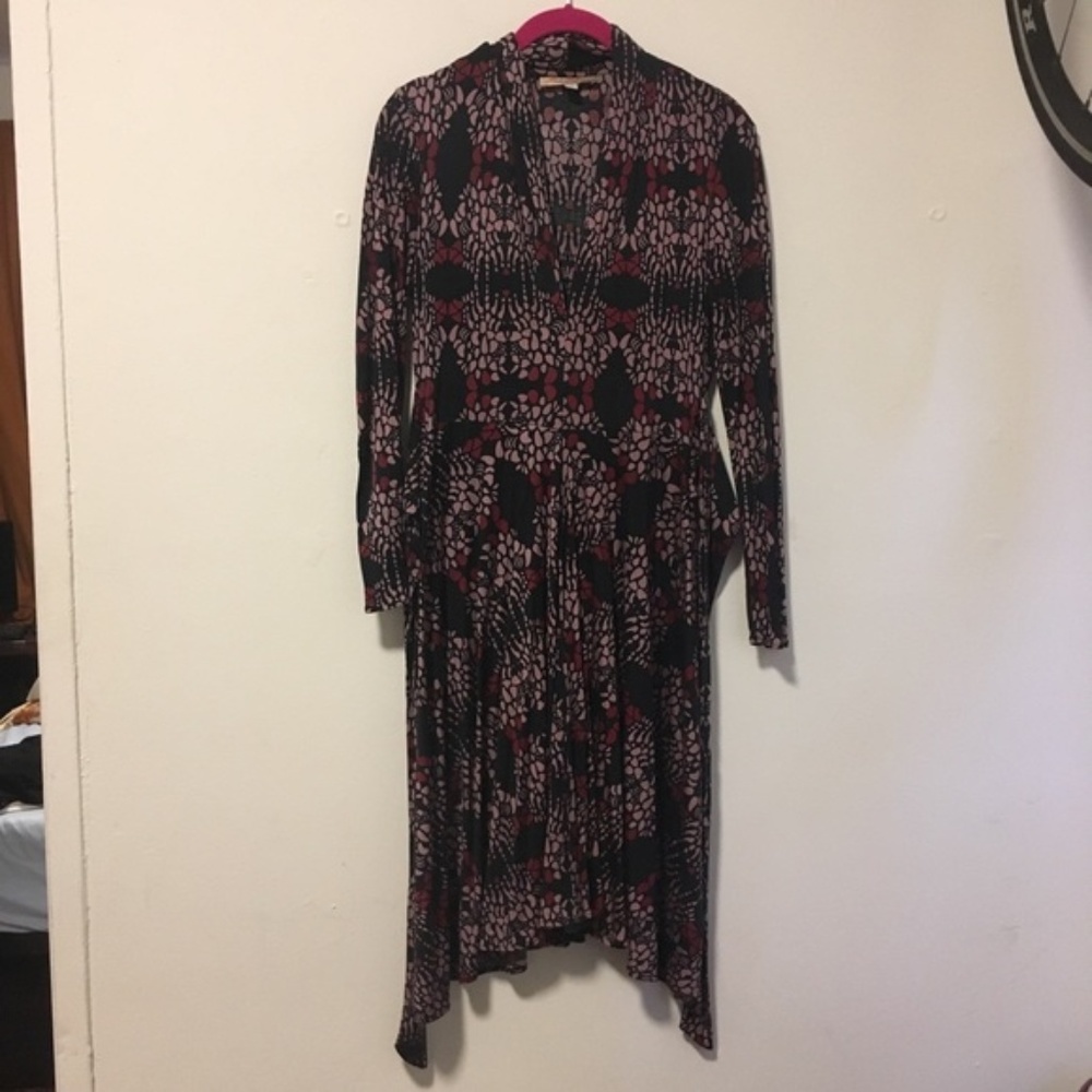 LAST CHANCE: Mara Hoffman Black Pink Pattern Silk Dress M